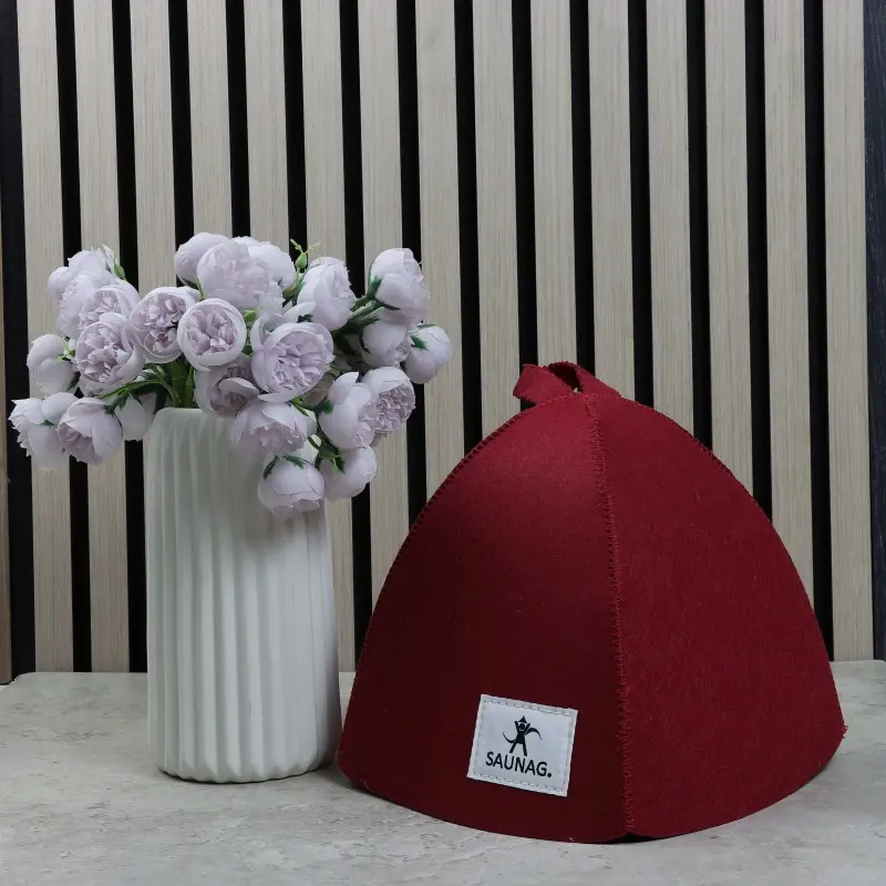 Custom Color Wool Felt Sauna Hat with Brand Label & Hanging Loop | Heatproof Spa Cap for Sauna Room
