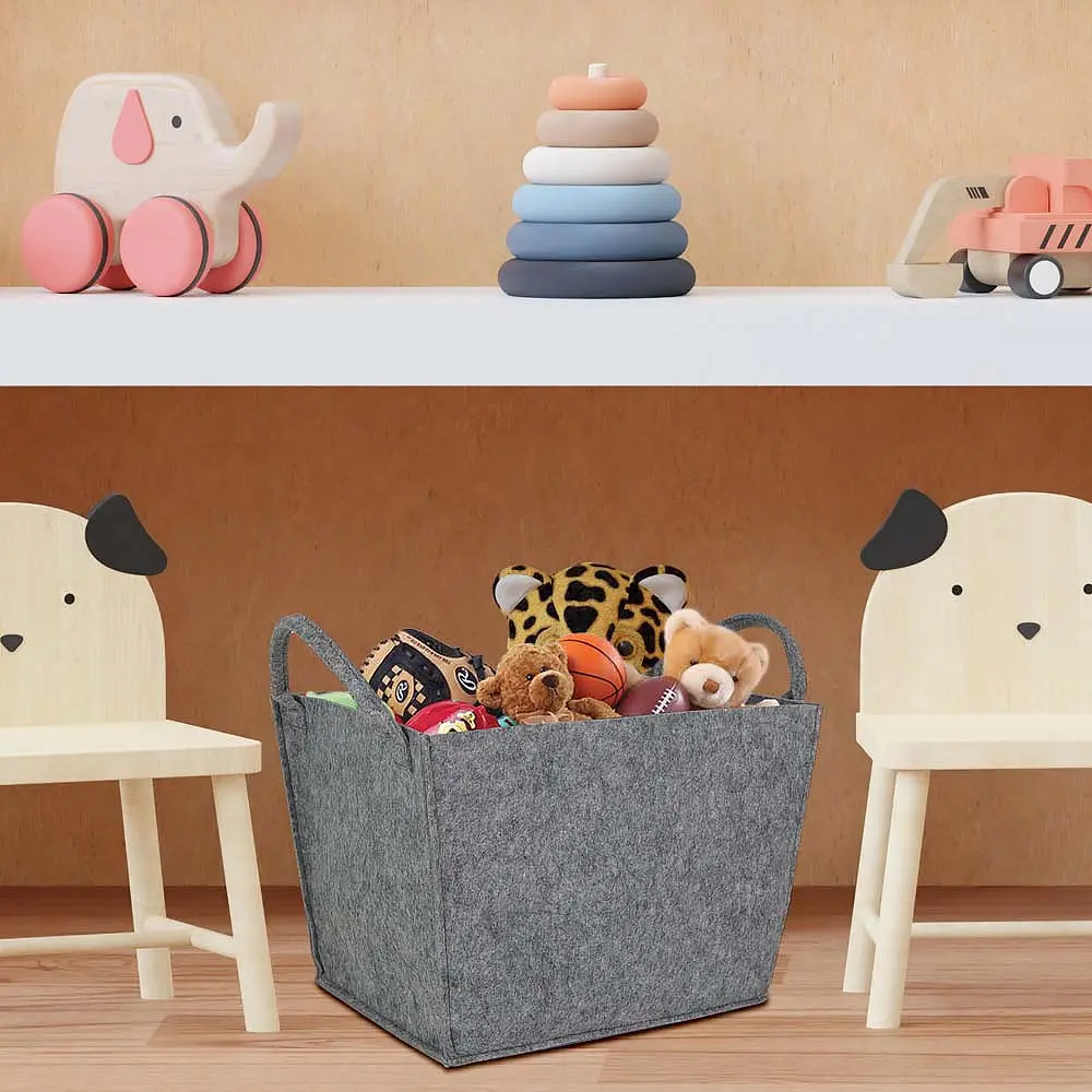 Buy Grey Color Felt Storage Basket with Large Capacity Home Storage Basket Felt Manufacturers, Quotes
