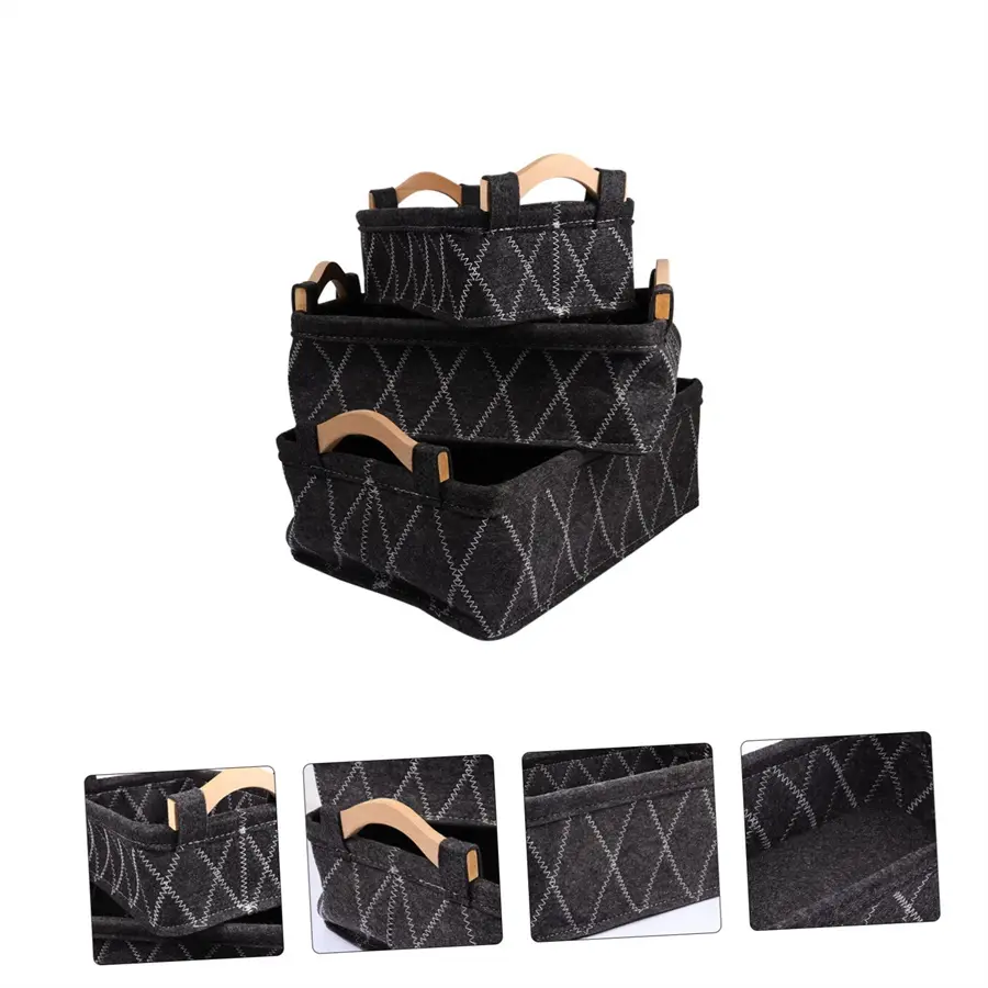 China Felt Storage Basket Woven Desk Rectangular Wood Handles Storage Basket Exporter, Products