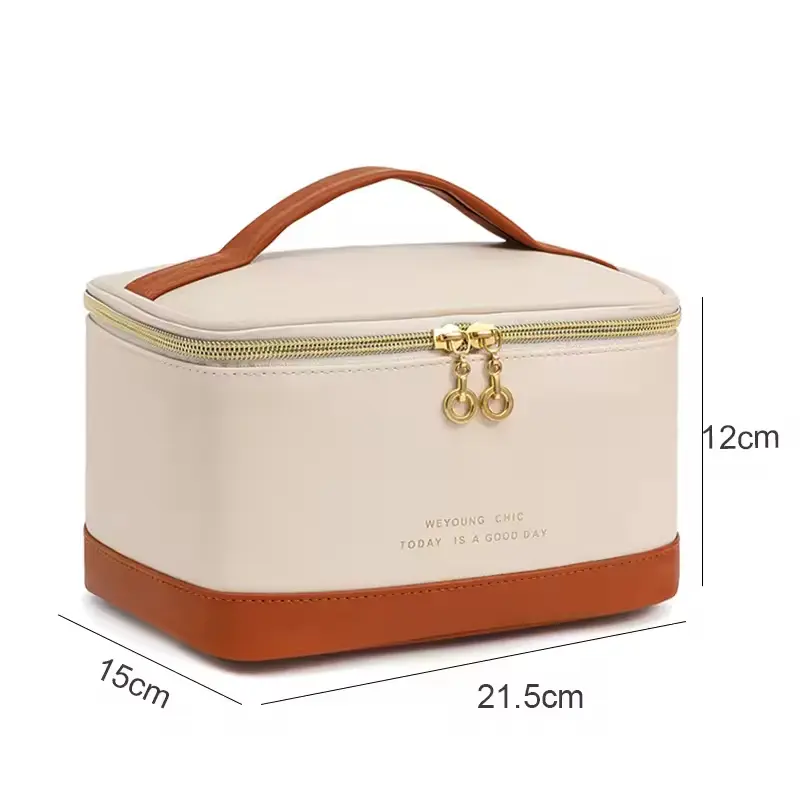 Famous 2025 New Large Capacity Women's PU Cosmetic Bag Portable Square Zipper Travel Wash Bag Fashion Letter Sequin Makeup Bag Suppliers, Exporter