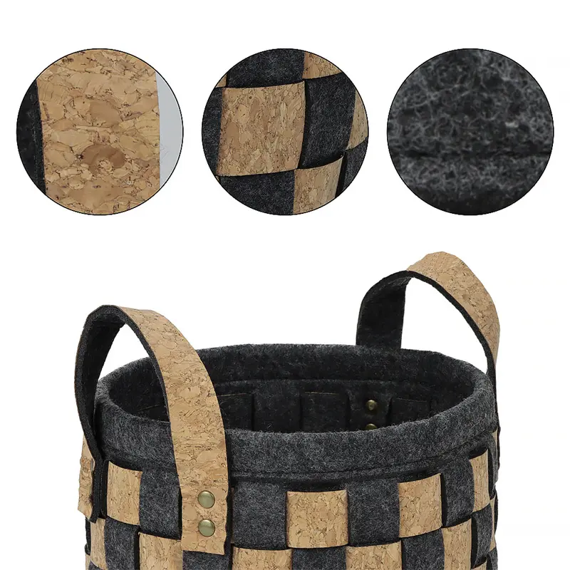 Famous Bedroom office use wood felt woven storage basket set Manufacturer, Pricelist