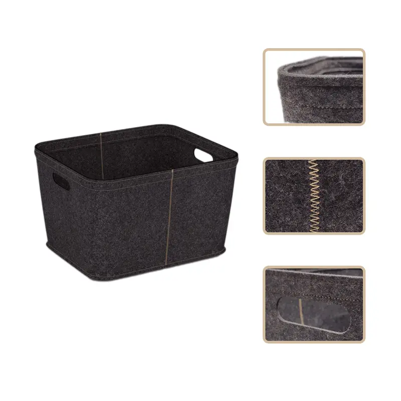 OEM Dark Grey Color Felt Storage Box with Different Size for Cloth and Felt Storage Basket Suppliers, Exporters