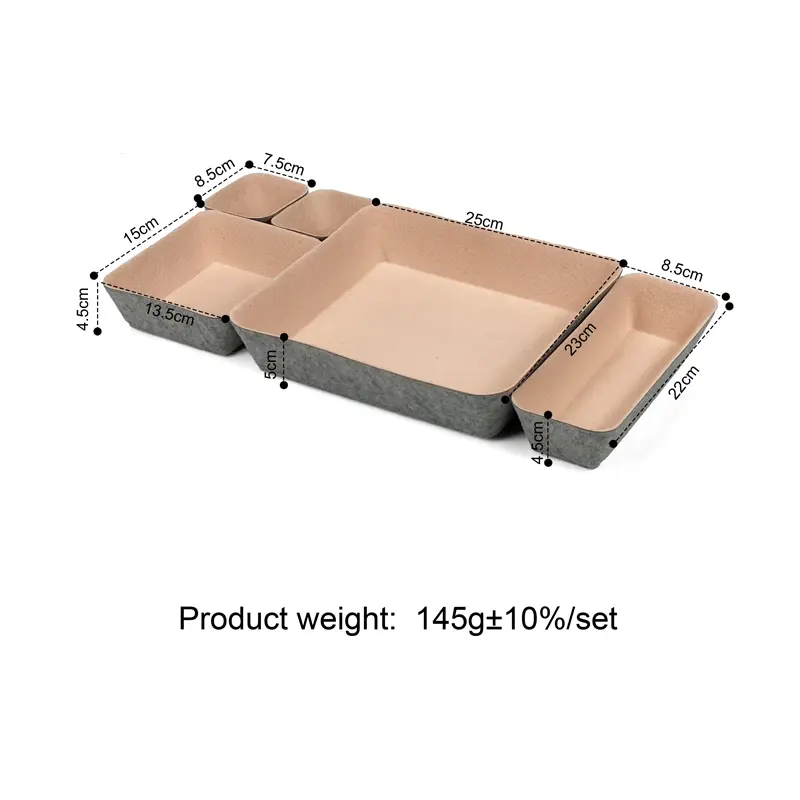 Wholesale Custom 5PC Felt Drawer Organizer Felt Storage Bin Desk Office Organizer