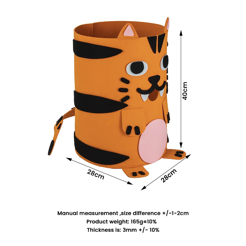 Famous Cartoon Animal Felt Toy Storage Basket with Customized Logo Felt Laundry Hamper Quotes, Company