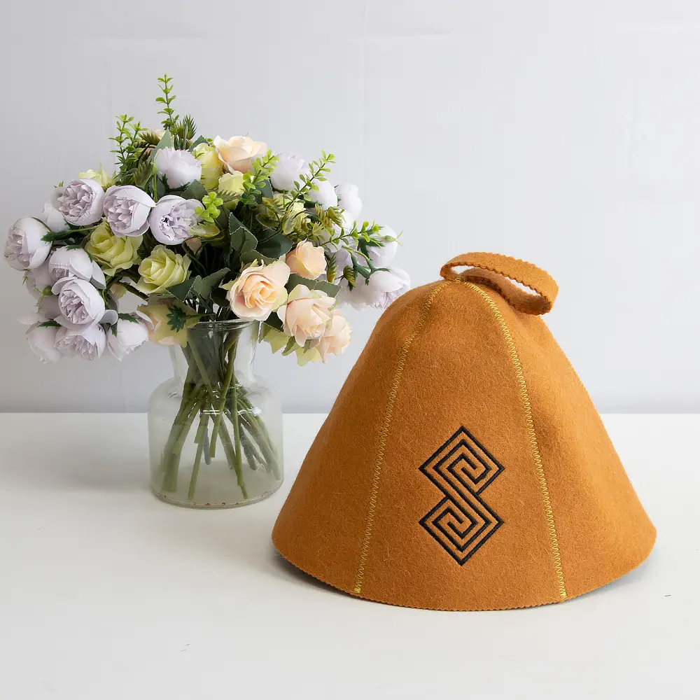 Famous Brand Logo Added Wool Felt Sauna Hat Support to Add Logo Hair Enhancing Shower Cap Protect Hair Sauna Hat Quotes, Company