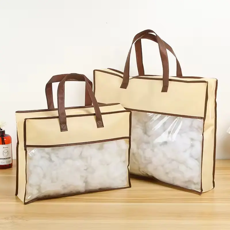 Buy Transparent PVC Quilt Storage Bag Four-piece  Non-Woven Zipper Customizable Bedding Packaging for Home Textile Pillow Blanket and Bed Sheet Exporter, Companies