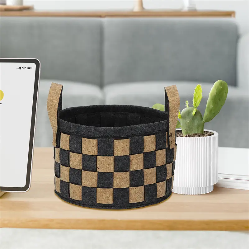 wood felt woven storage basket set07b7n
