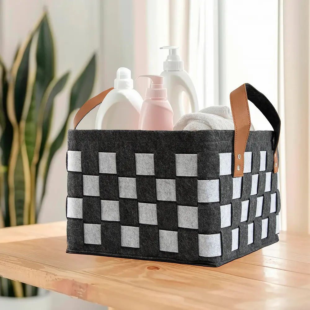 Wholesale Handmade Woven Felt Foldable Laundry Basket Storage With Handles Factory, Quotes