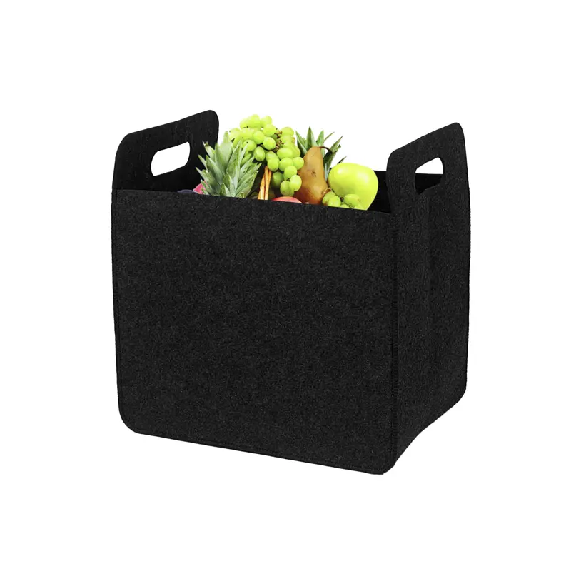 CE Certification BSCI Qualified Felt Storage Basket Black Color Foldable Toys Storage Basket Felt Factory, Product