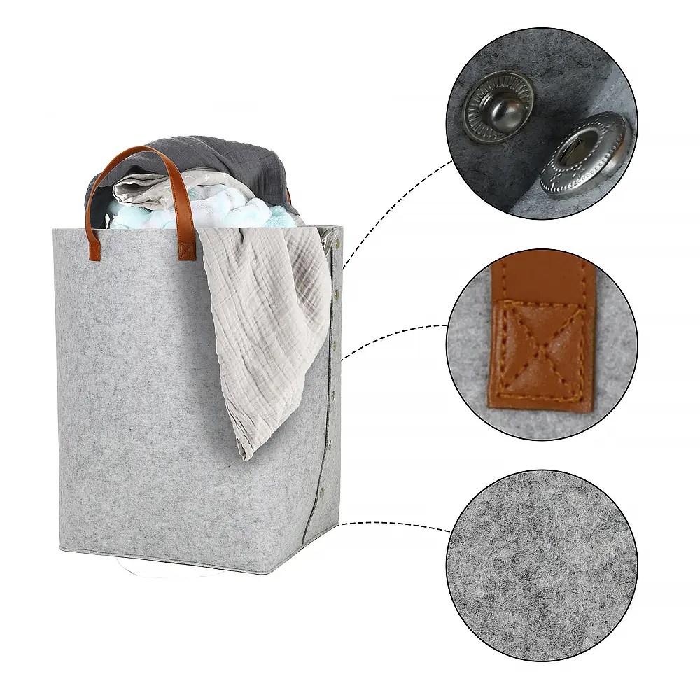 Freestanding Felt Laundry Hamper - Detail View