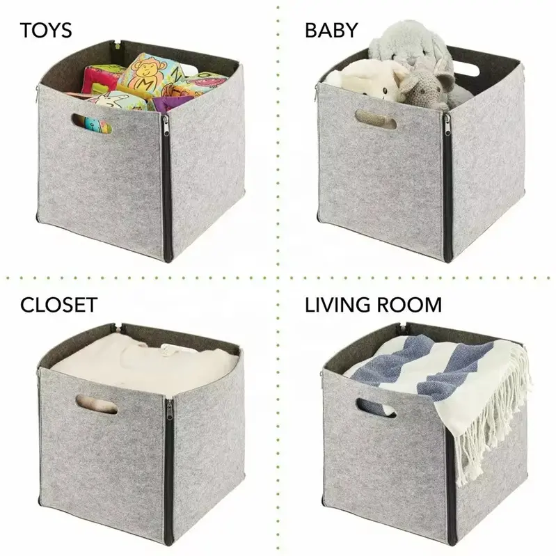 ODM Household foldable cube felt storage box with zipper for kids toys Companies, Company
