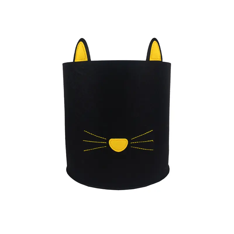 China Cartoon Animal Toy Foldable Box Custom Felt foldable toy storage boxes laundry storage basket with cat patterns Supplier, Service