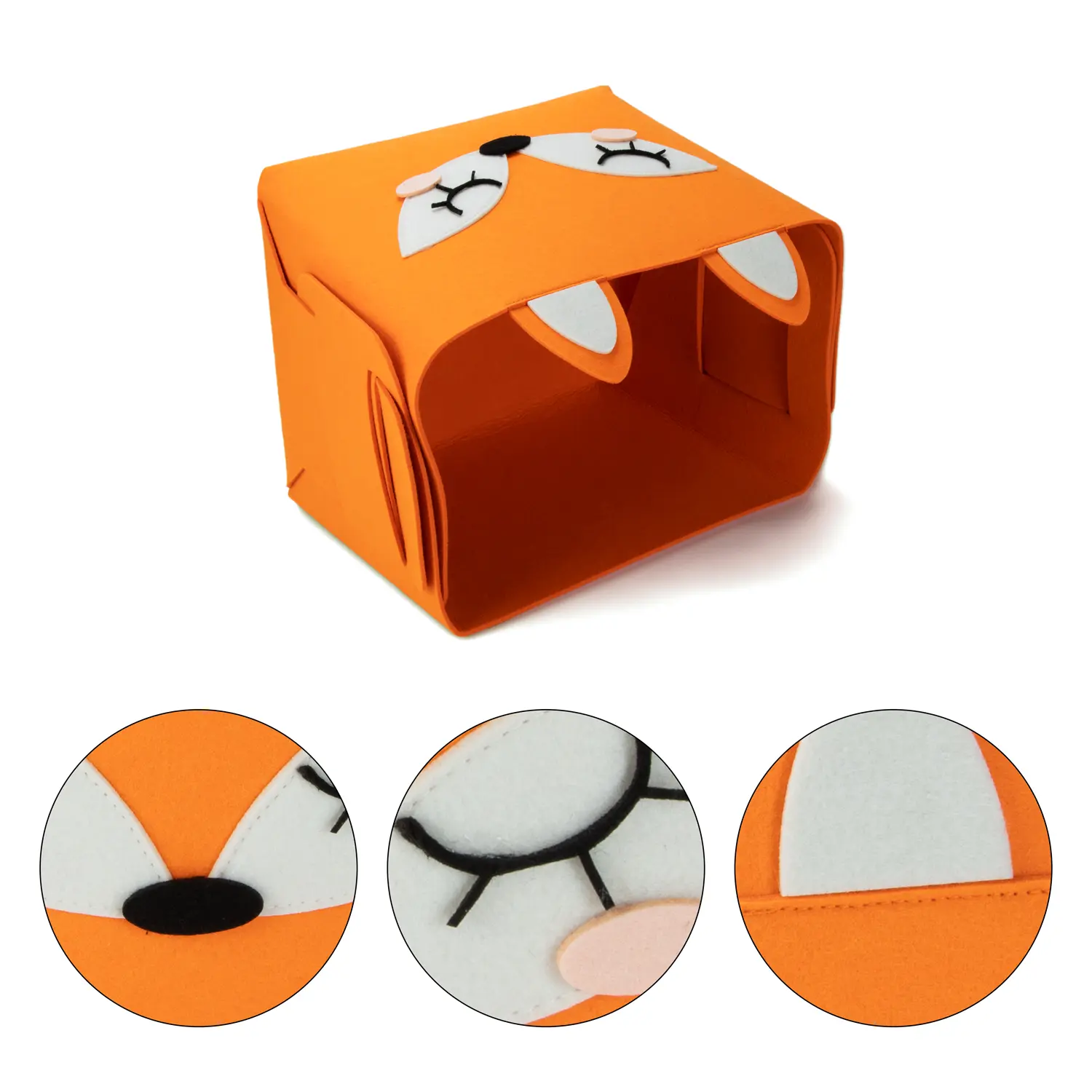 Custom New Launched Cartoon Fox Shape Felt Storage Basket with Customized Pattern Company, Product