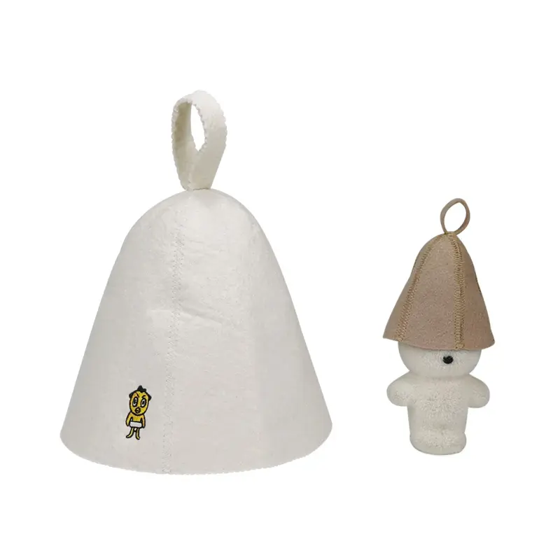 Wholesale 100% Local Wool Sauna Hat with Embroidered SAUNA HEADS Leisurely Shower Cap for Sauna Use Manufacturers, Manufacturer
