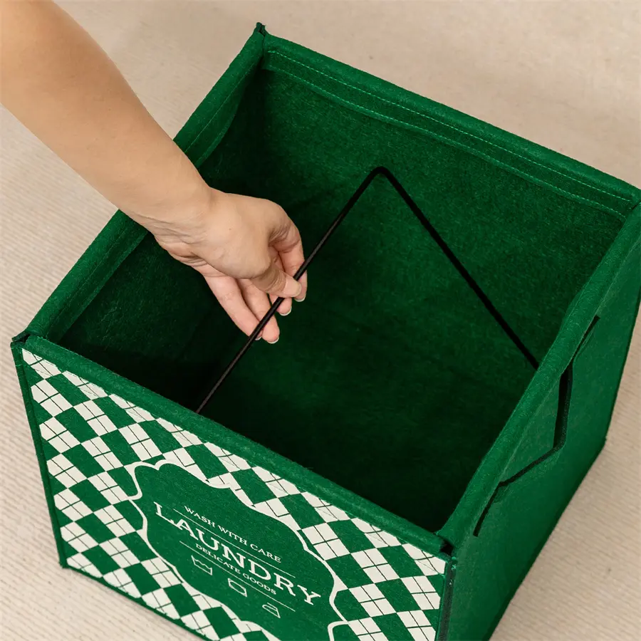 Foldable Small Clothes Basket Handle View