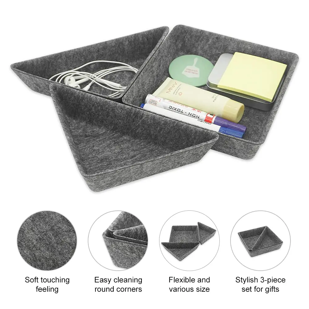 Wholesale Multifunctional 4PC Felt Drawer Organizer Indoor Use Storage Bin Office Desk Organizer Drawer Dividers Pricelist, Companies