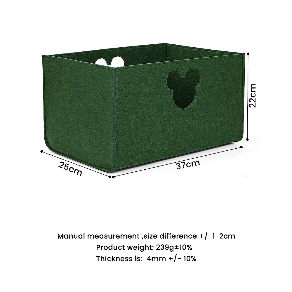 Wholesale Cartoon Felt Storage Basket with Unique Handles Green Storage Basket Felt