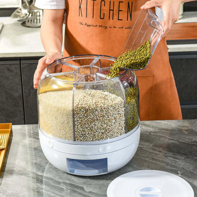 Custom Plastic Clear Round Moisture Proof Cereal Rice Bean Grain Dispenser Food Storage Bucket Box Container Suppliers, Pricelist