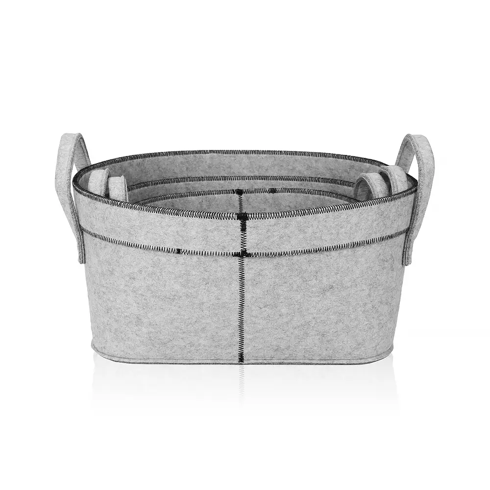Cheap New Arrival Grey Color Felt Storage Basket Set for Home Storage Exporters, Service