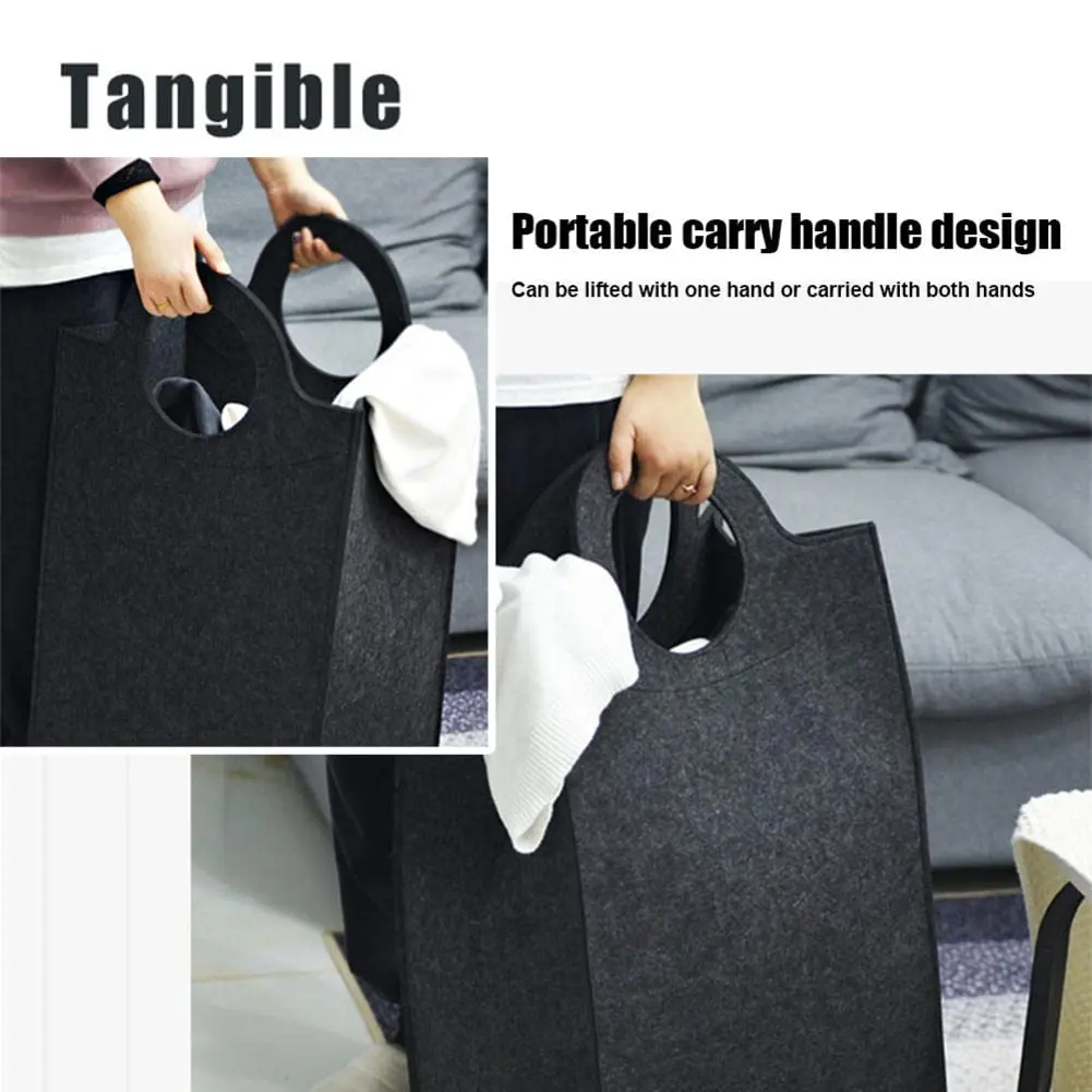 Big Decorative Felt Laundry Hamper - Interior View