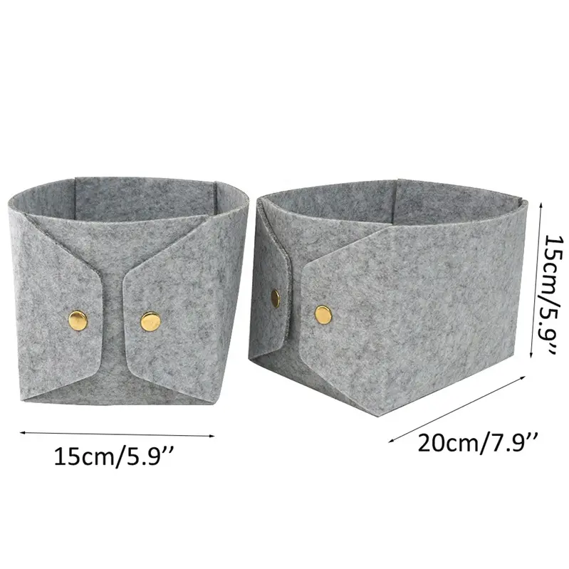 custom Bsci rpet polyester eco felt light grey storage basket cube box for shelf