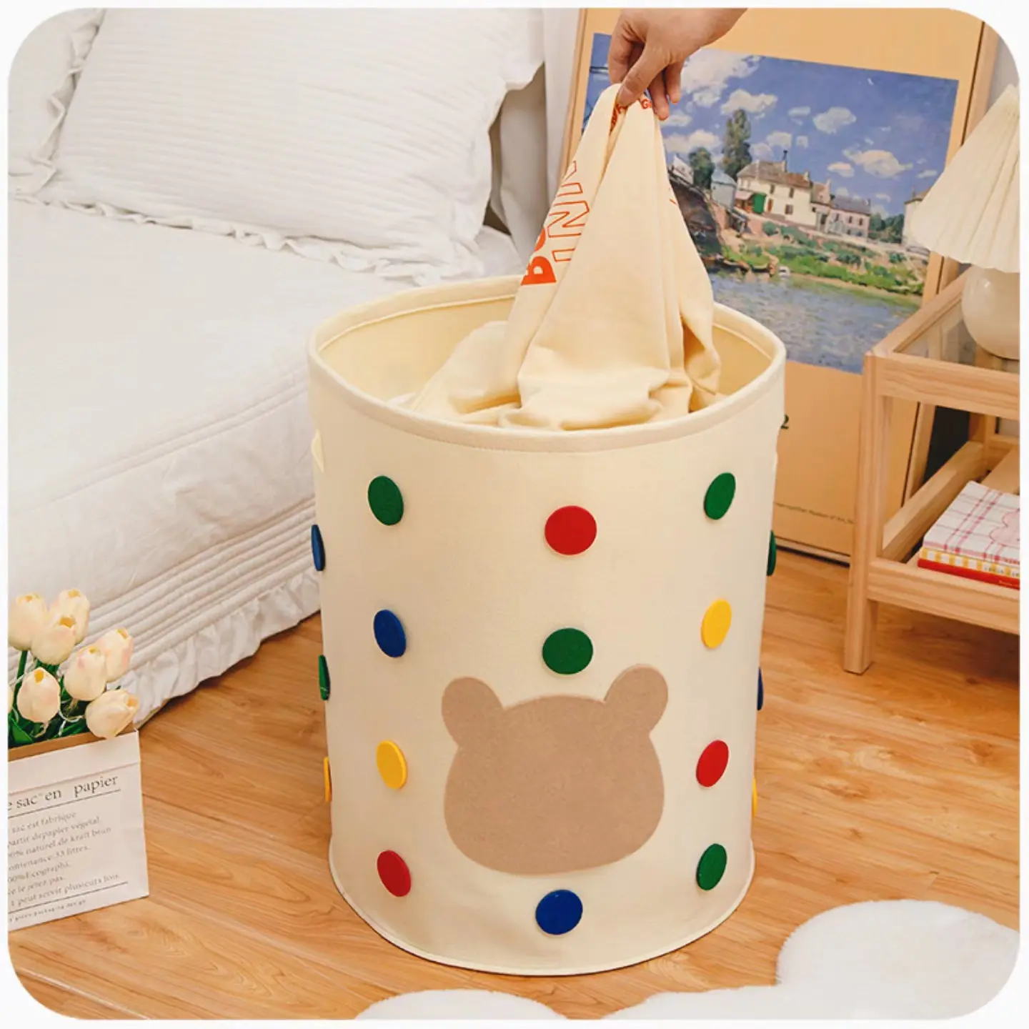 Discount 2024 new felt home large round cube storage bins basket with handles felt shelf storage bins Factory, Company