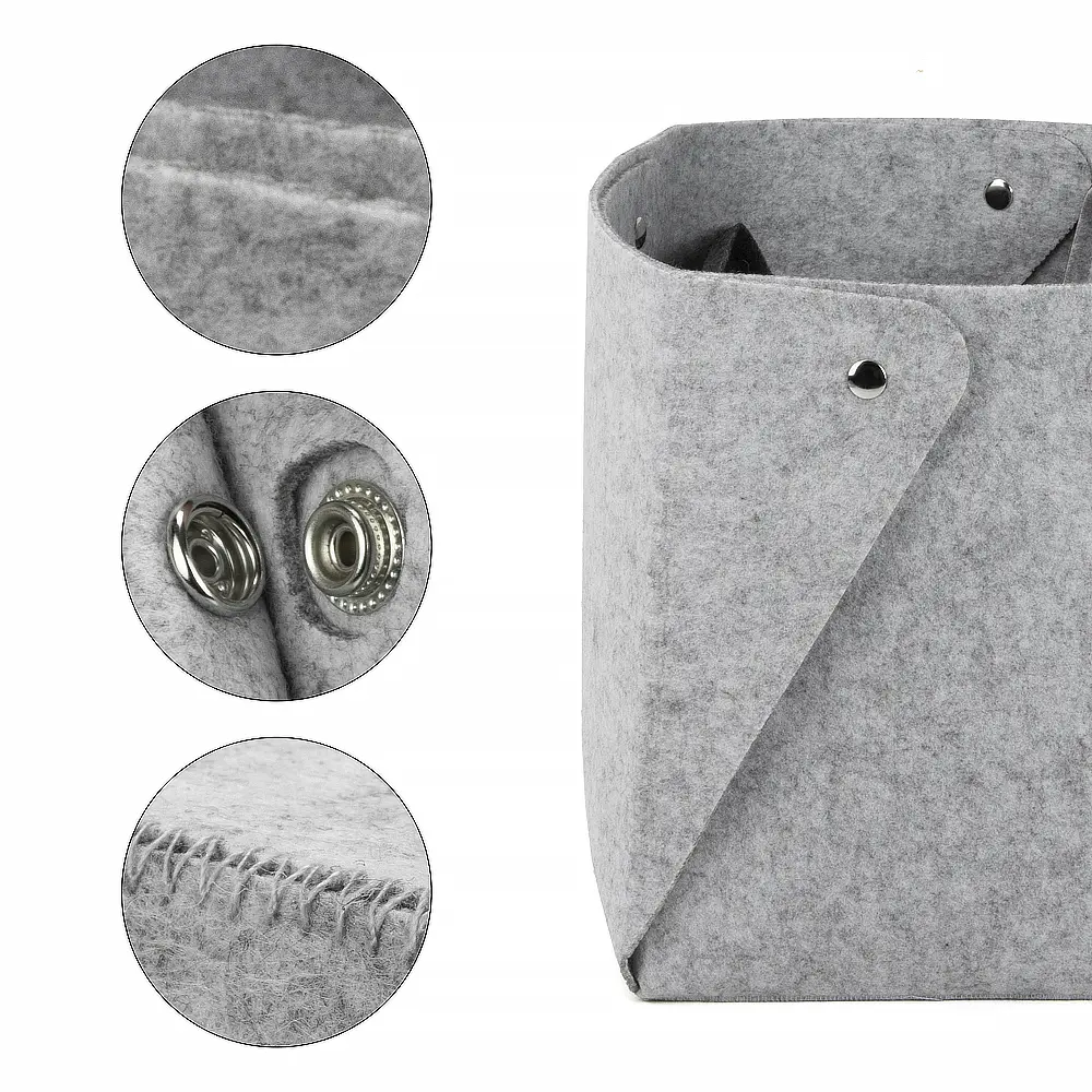 CE Certification Best Selling Modern Felt Storage Basket with Removable Snap Button Storage Basket Supplier, Factory