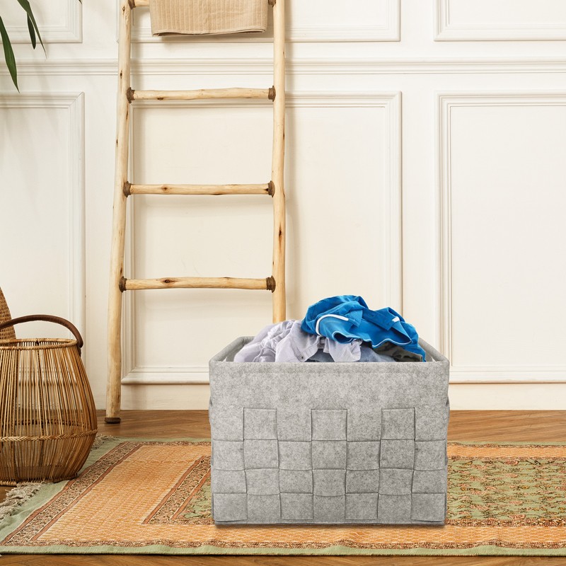 Fashionable Woven Felt Storage Basket Lifestyle