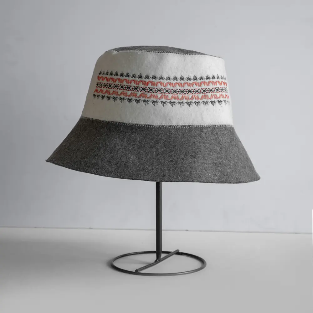 Wool felt sauna hat lifestyle view