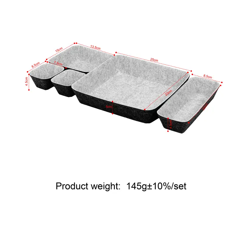 Wholesale Custom 5PC Felt Drawer Organizer Felt Storage Bin Desk Office Organizer