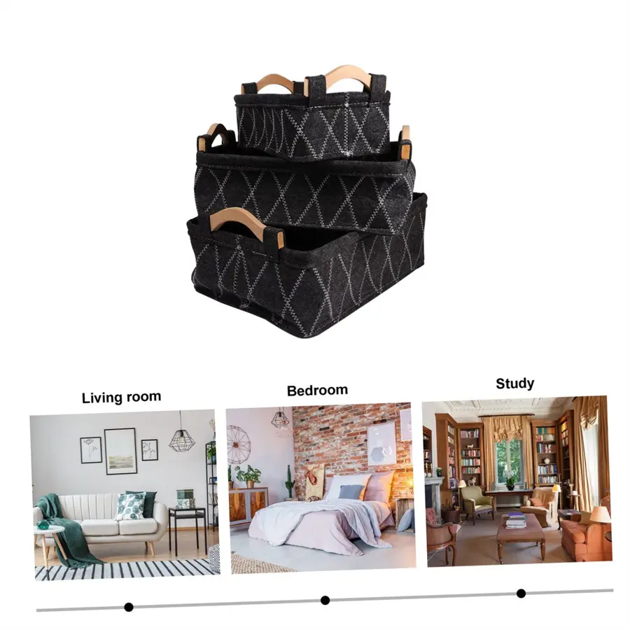 China Felt Storage Basket Woven Desk Rectangular Wood Handles Storage Basket Exporter, Products