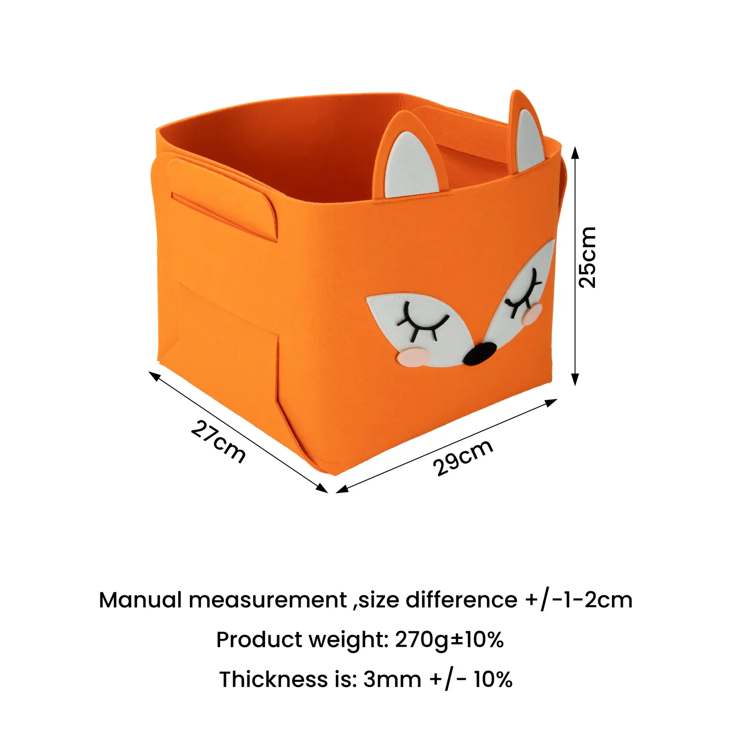 Custom New Launched Cartoon Fox Shape Felt Storage Basket with Customized Pattern Company, Product