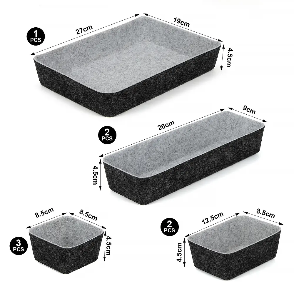 Famous 8-Piece Felt Drawer Organizer Set | Custom Modular Desk Bins Exporter, Products