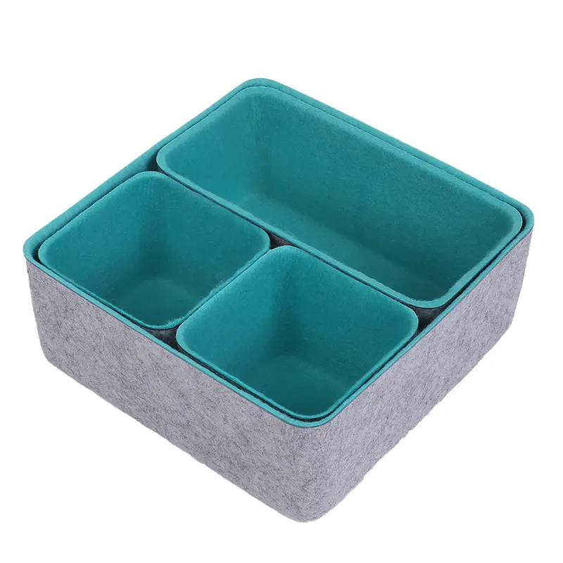 Custom color size 4PC Felt Drawer Organizer Storage Bin Office Desk Organizer Drawer Dividers