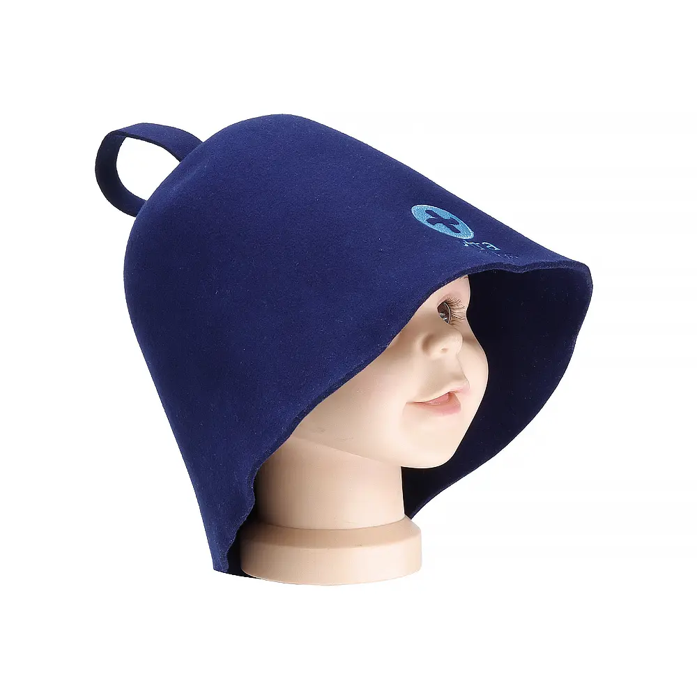 Custom Premium 100% Merino Wool Felt Sauna Hat | Multicolor Options (White/Blue) with Convenient Hanging Loop for Easy Storage Manufacturers, Factory