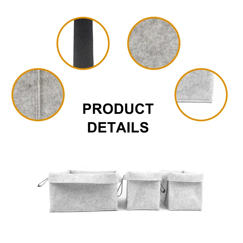 Wholesale Best Selling Felt Desk Storage Basket Foldable Storage Box Felt