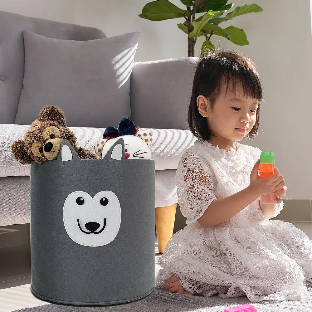 Wholesale High Quality Cartoon Animal Felt Storage Basket with Large Capacity Children's Toy Storage Basket Factory, Companies