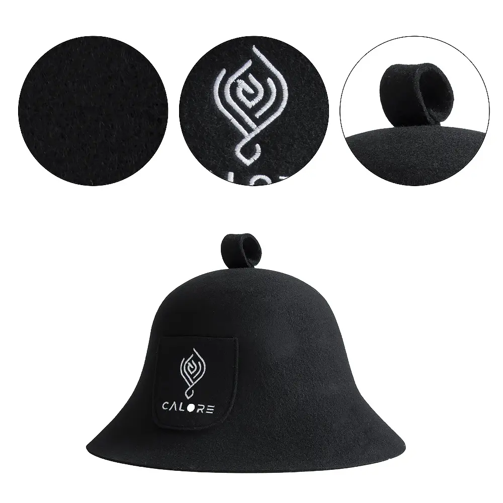 Black Seamless Wool Felt Sauna Hat