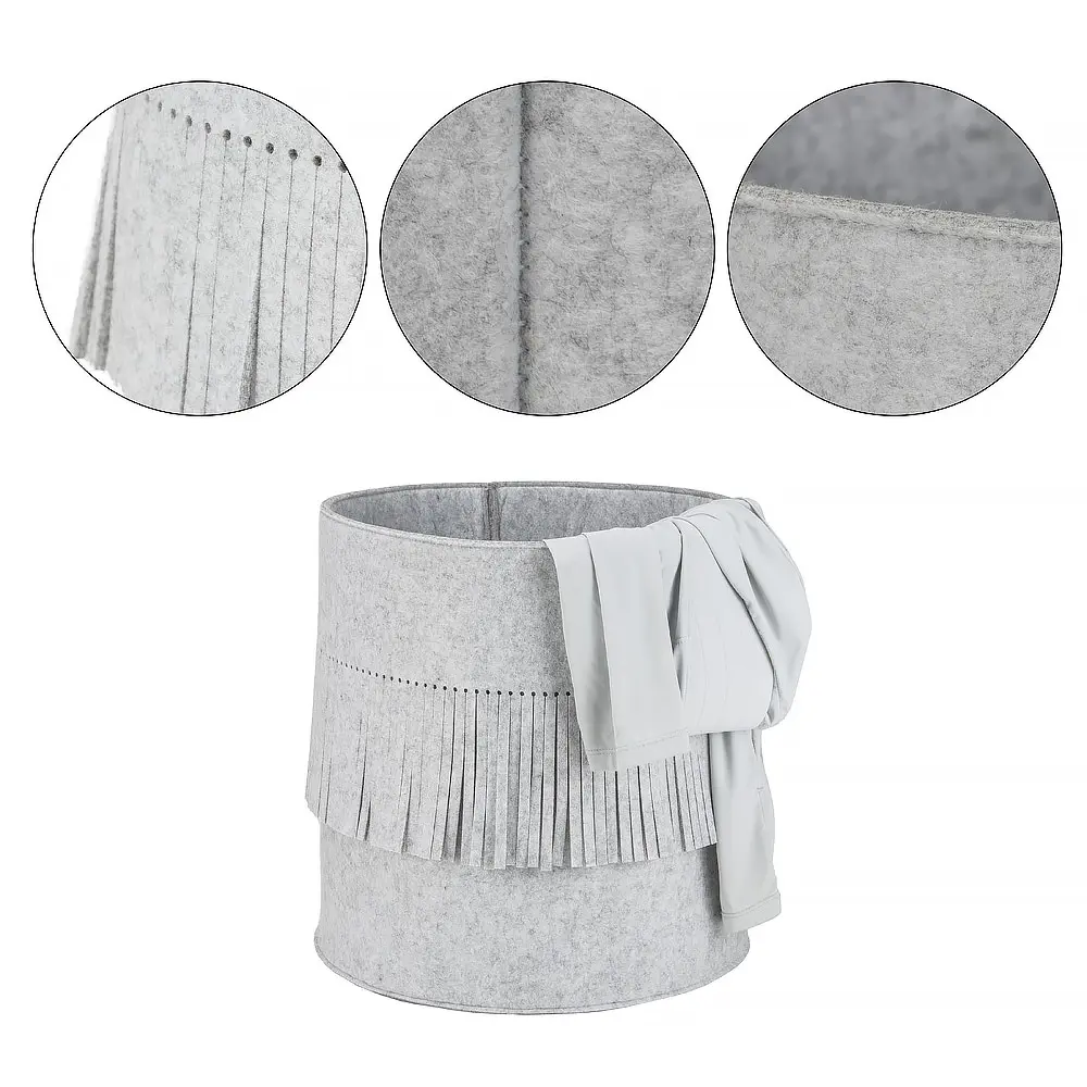 ODM Modern Style Fashion Home Felt Laundry Hamper with Tassel Design Felt Cloth Storage Basket Manufacturers, Manufacturer