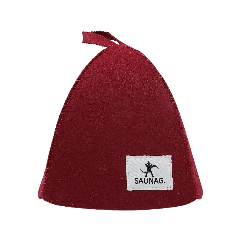 Custom Color Wool Felt Sauna Hat with Brand Label & Hanging Loop | Heatproof Spa Cap for Sauna Room