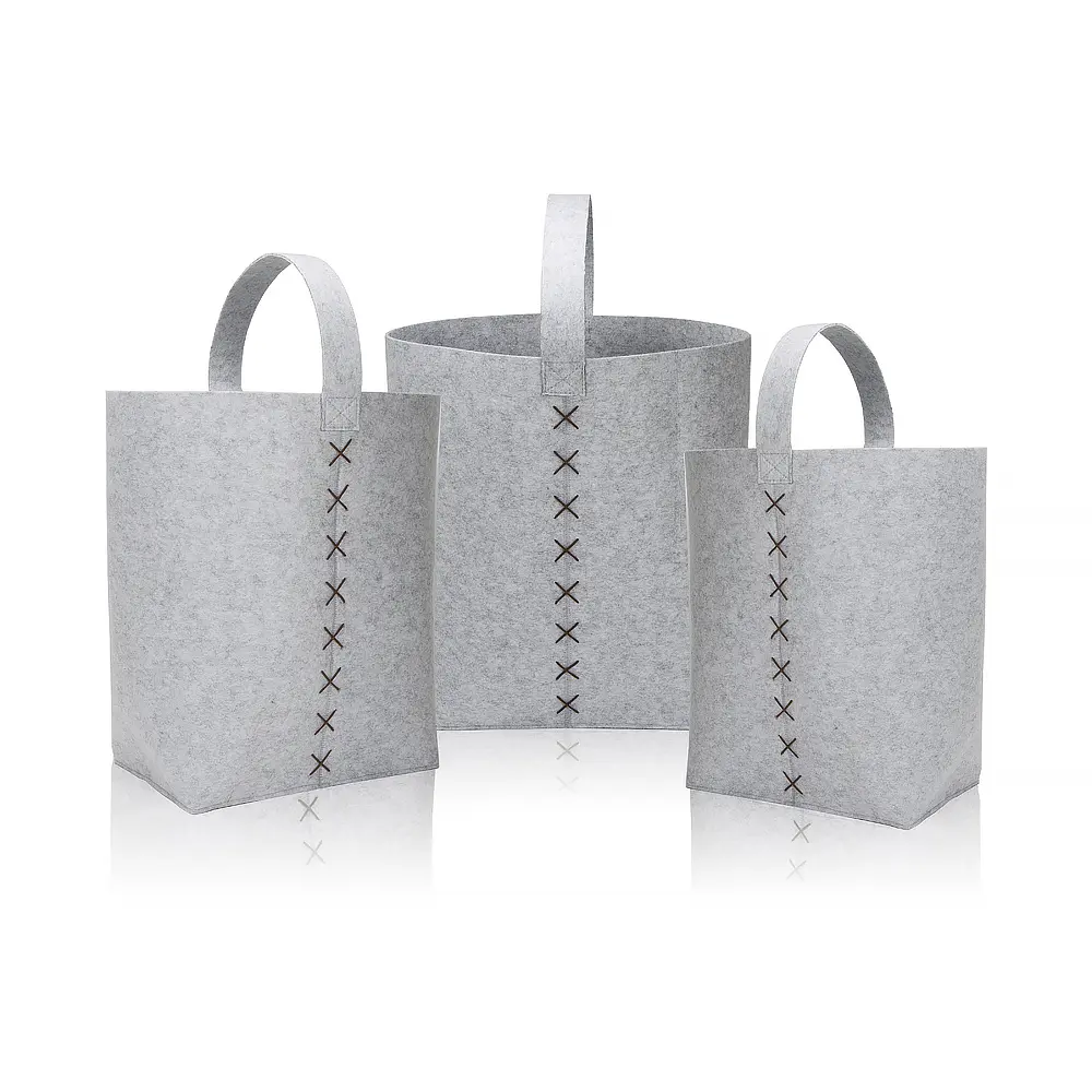 OEM Design BSCI ISO9001 Tassel Detail Felt Storage hamper set