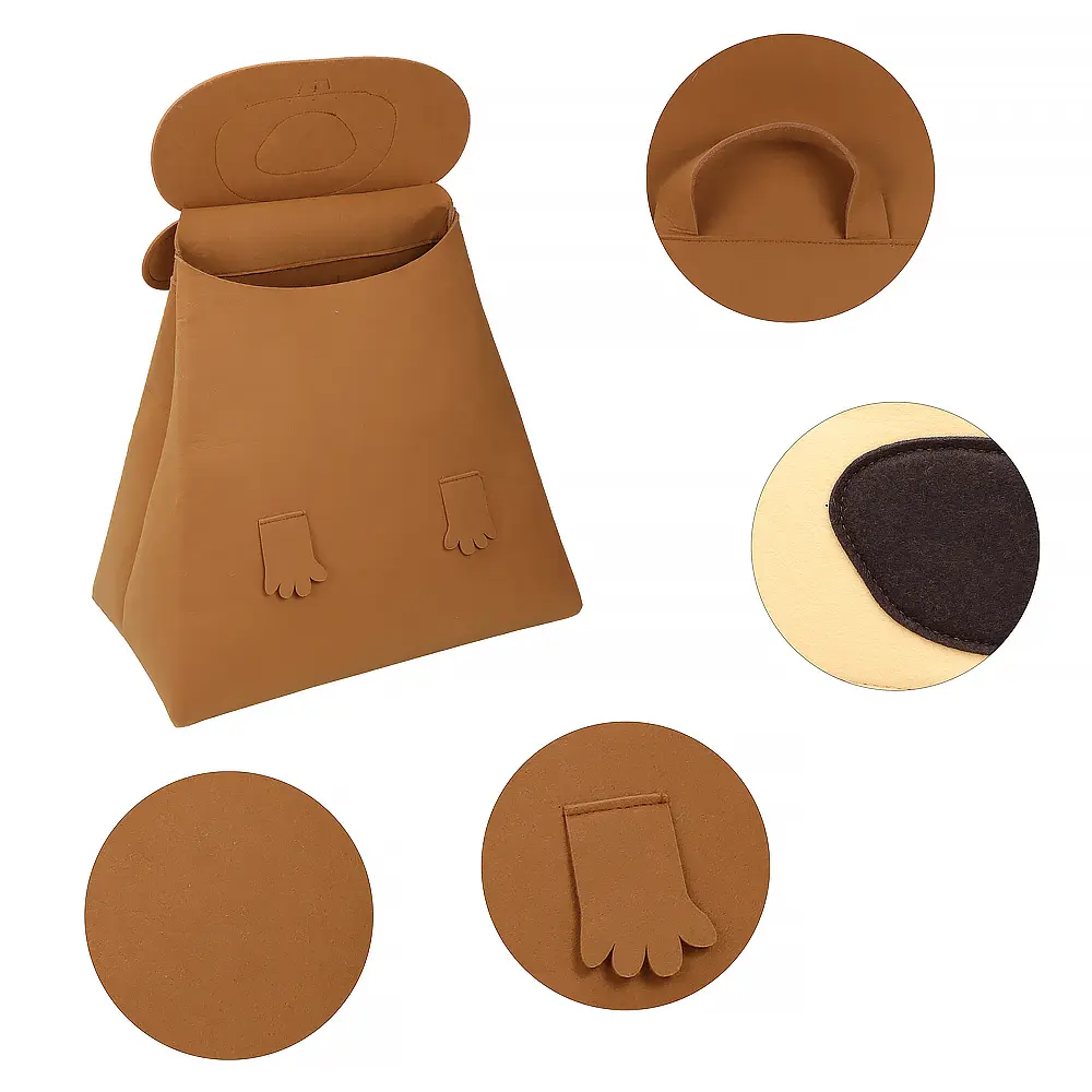 Discount Brown Color Bear Shape Felt Storage Bag with Large Capacity Home Storage Bag Exporter, Pricelist