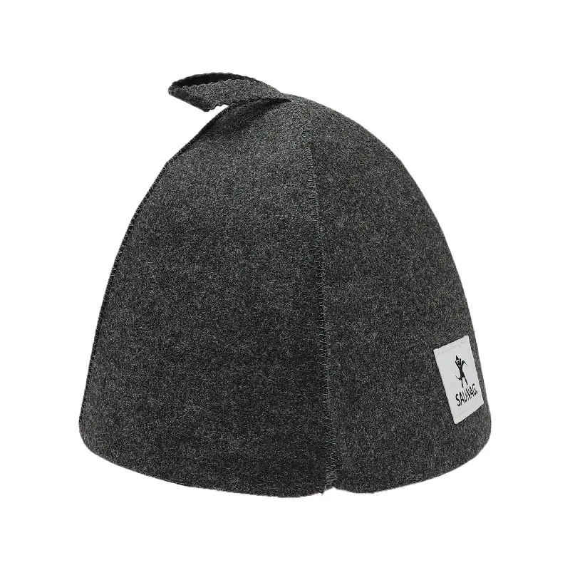 Custom Color Wool Felt Sauna Hat with Brand Label & Hanging Loop | Heatproof Spa Cap for Sauna Room