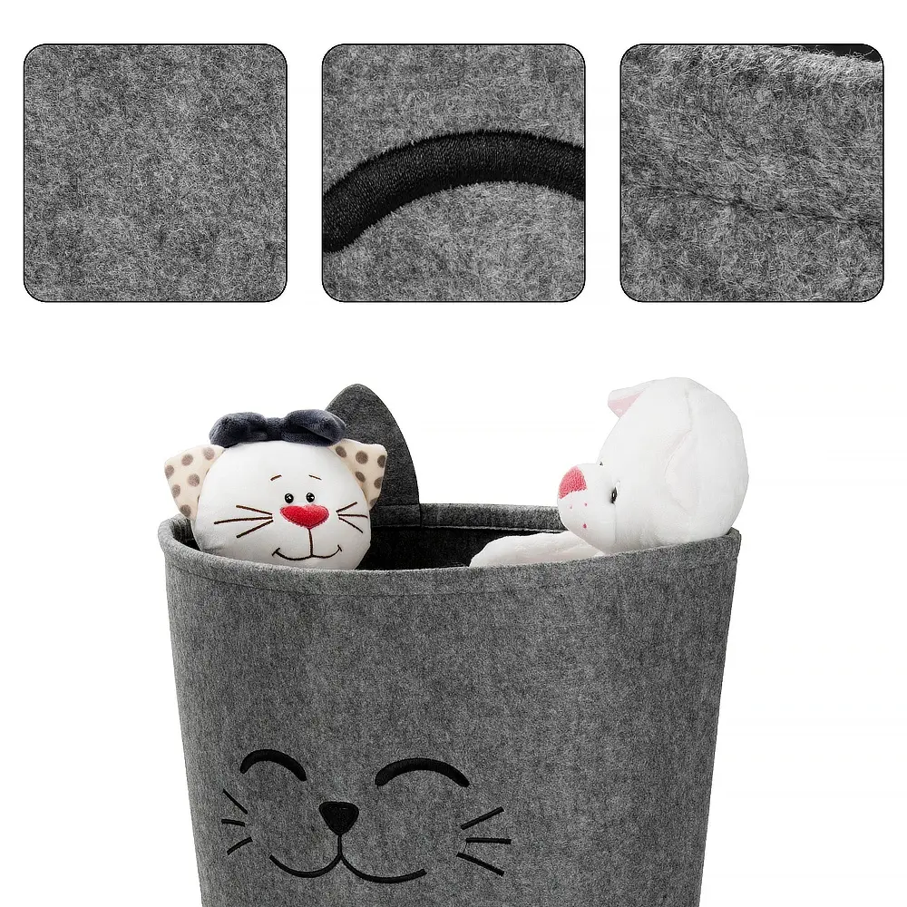 OEM Collapsible Laundry Hamper Cut Kitten Felt Foldable Laundry Basket with Handles for Storage Dorm Room Essentials Companies, Service