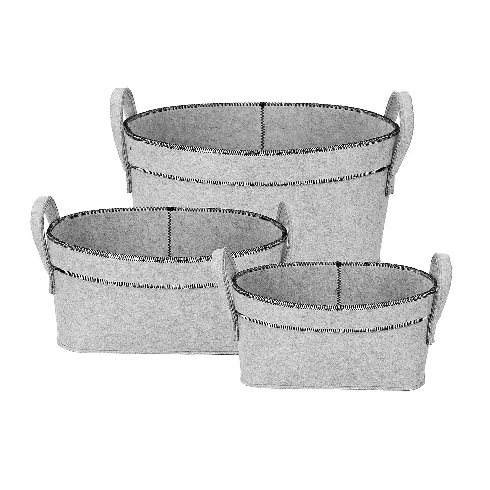Cheap New Arrival Grey Color Felt Storage Basket Set for Home Storage Exporters, Service