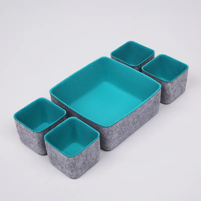 Custom Support Custom Set of 5 Felt Drawer Organizer Felt Storage Bin Desk Organizer Exporter, Company