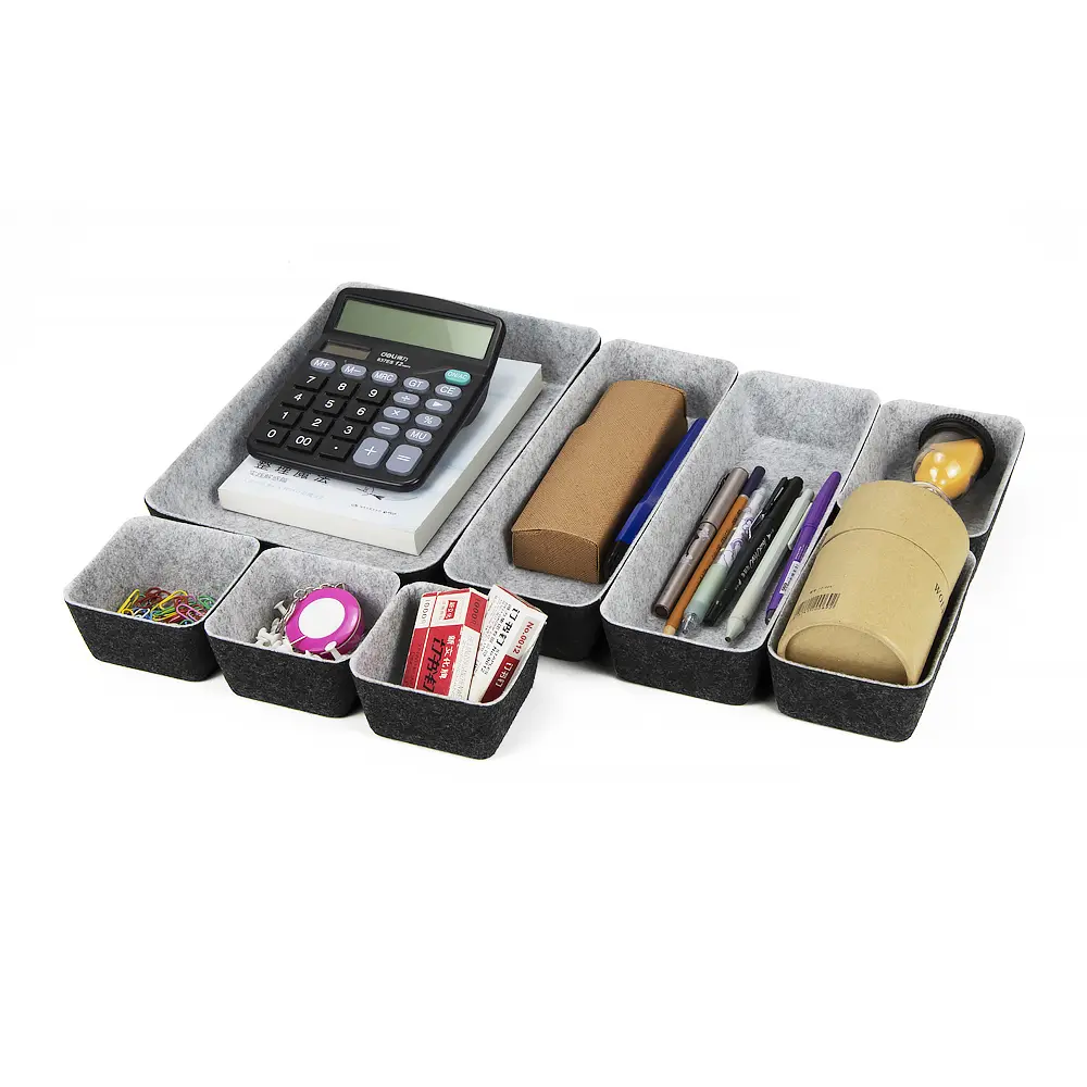 Famous 8-Piece Felt Drawer Organizer Set | Custom Modular Desk Bins Exporter, Products
