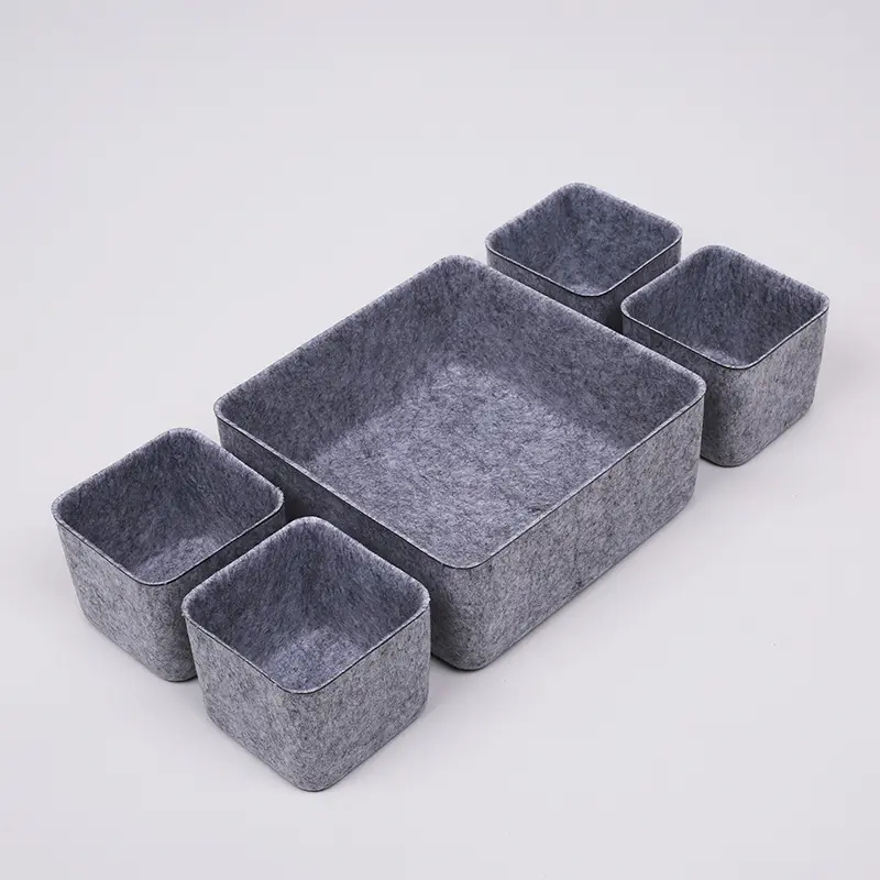 Custom Support Custom Set of 5 Felt Drawer Organizer Felt Storage Bin Desk Organizer Exporter, Company