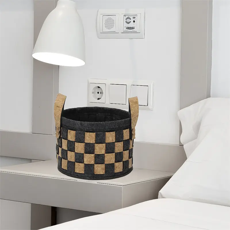 wood felt woven storage basket set06t8s