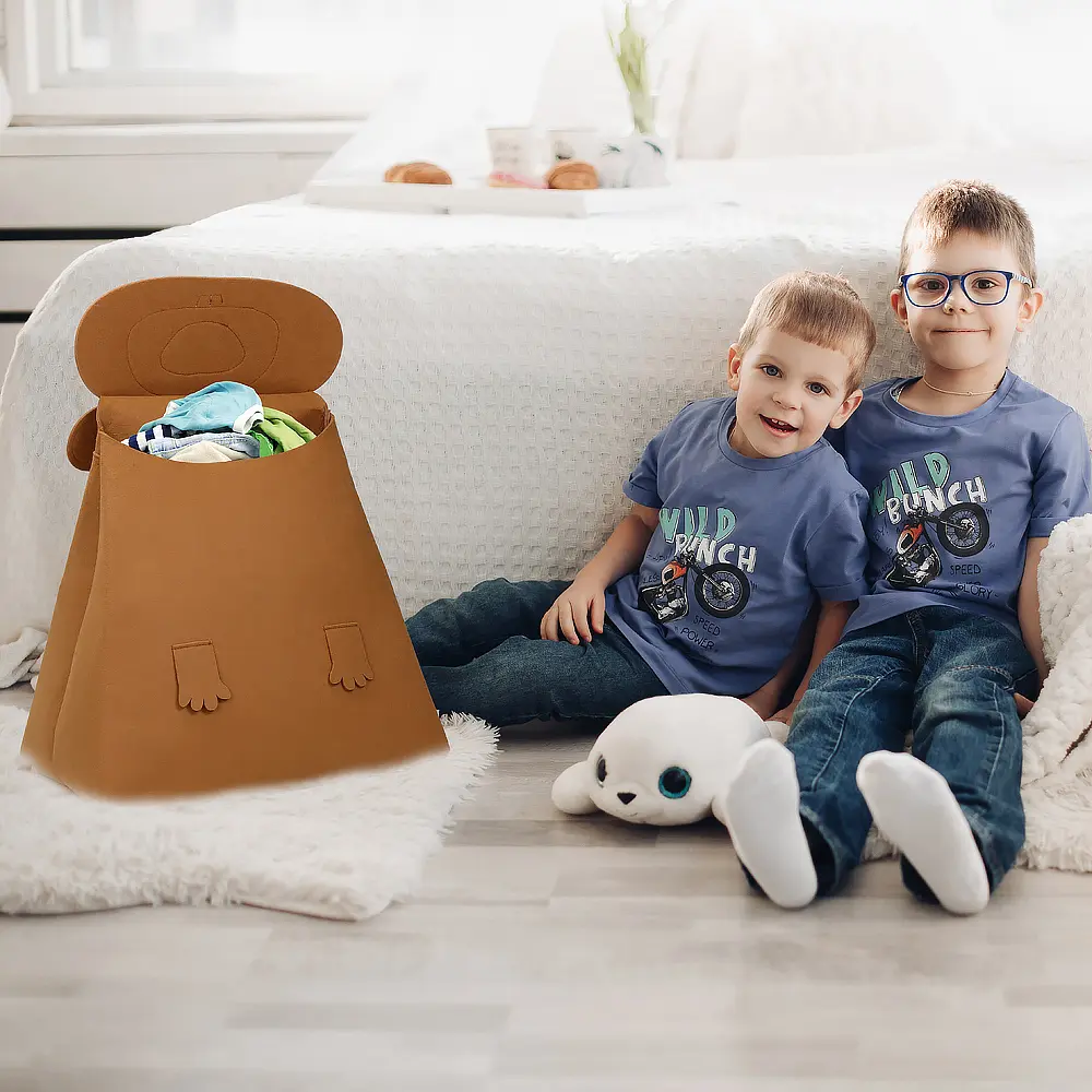 Discount Brown Color Bear Shape Felt Storage Bag with Large Capacity Home Storage Bag Exporter, Pricelist